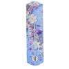 Alma Garden Binnen/buiten thermometer met lentebloemen print - blauw - metaal - 29 x 6.5 cm - Buitenthermometers