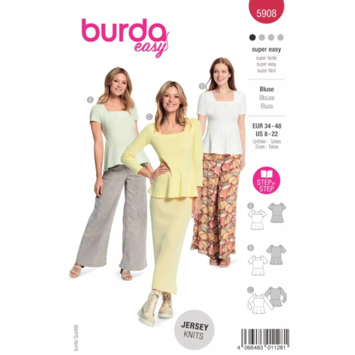 Burda 5908 Blouse maat 34-48