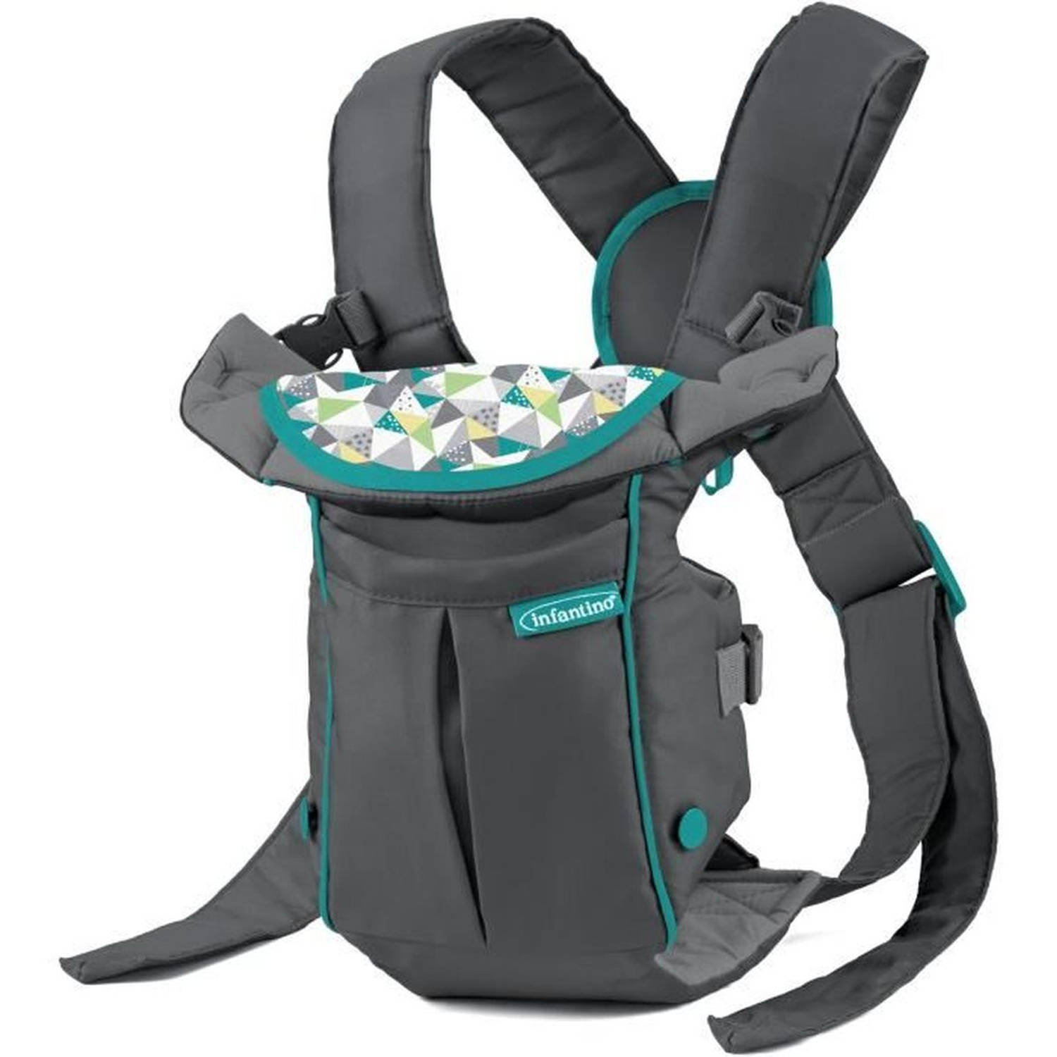Swift Classic Carrier – ergonomische Babytrage mit 2 Tragepositionen und Tasche, graue verstellbare Babytrage mit Hüftsitz und Fronttasche zum Verstauen wichtiger Utensilien,