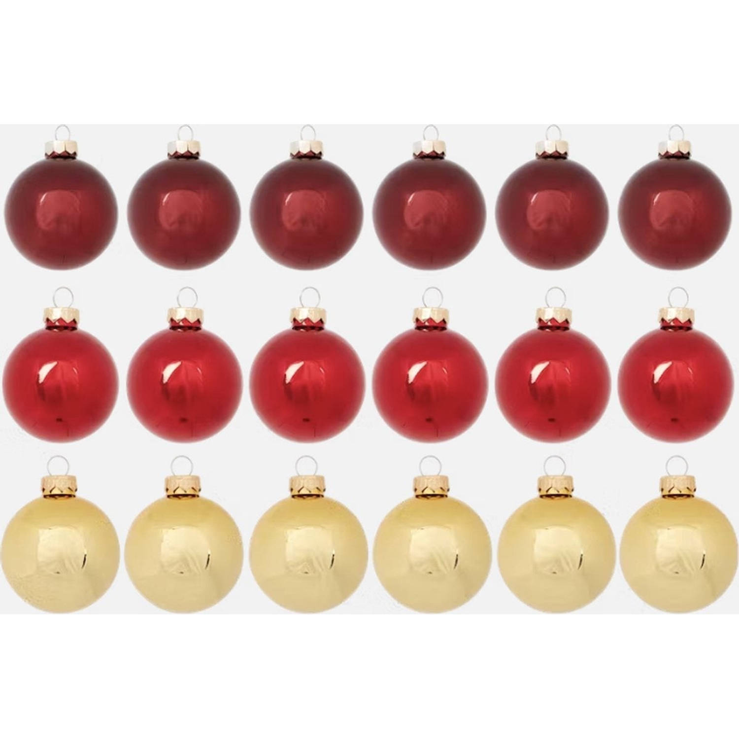 Xmas Baubles - Kerstballen - Echt Glas - 18x5,7cm - Kerstbal - Kerstballen Goud - Goud/Rood/Bordeux