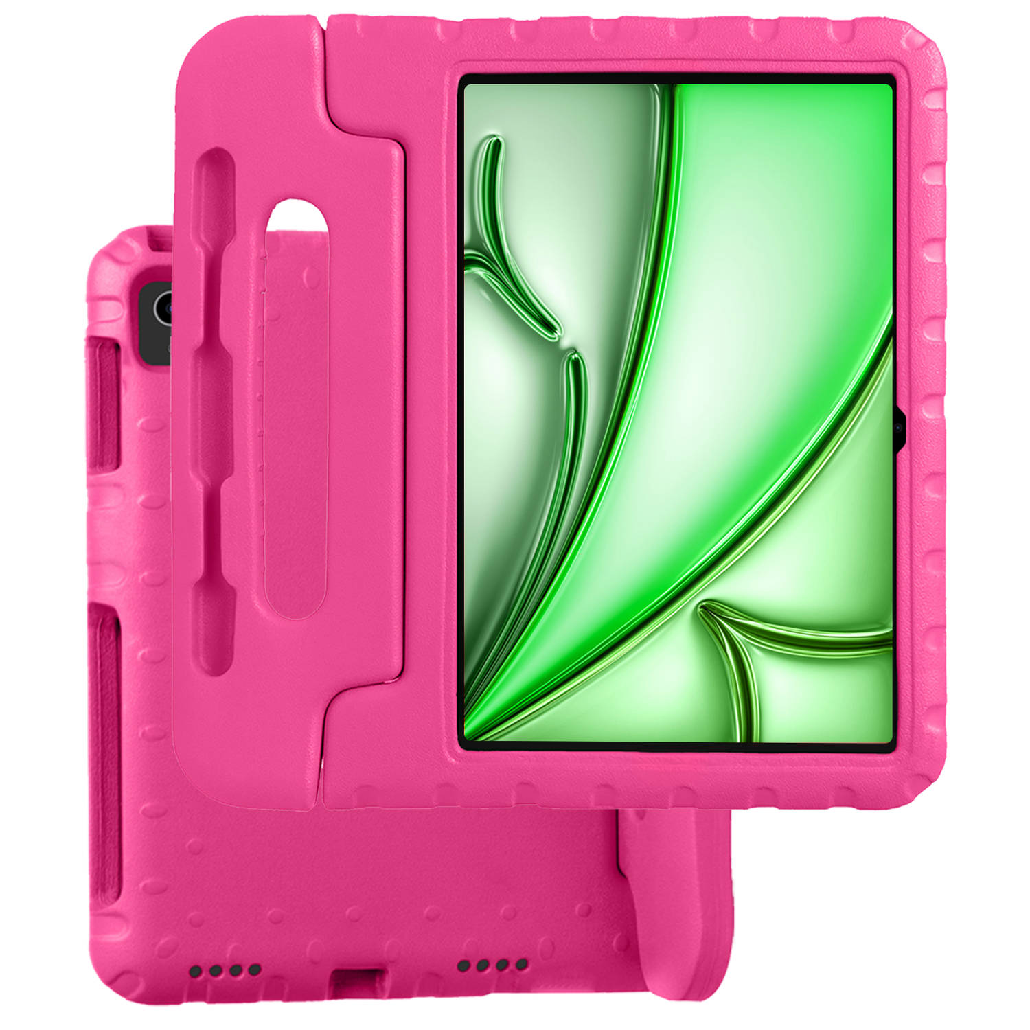 Hoesje Geschikt voor iPad Air 6 (11 inch) Hoesje Kinder Hoes Shockproof Kinderhoes - Kindvriendelijk Hoesje Geschikt voor iPad Air 2024 (11 inch) Hoes Kids Case - Roze