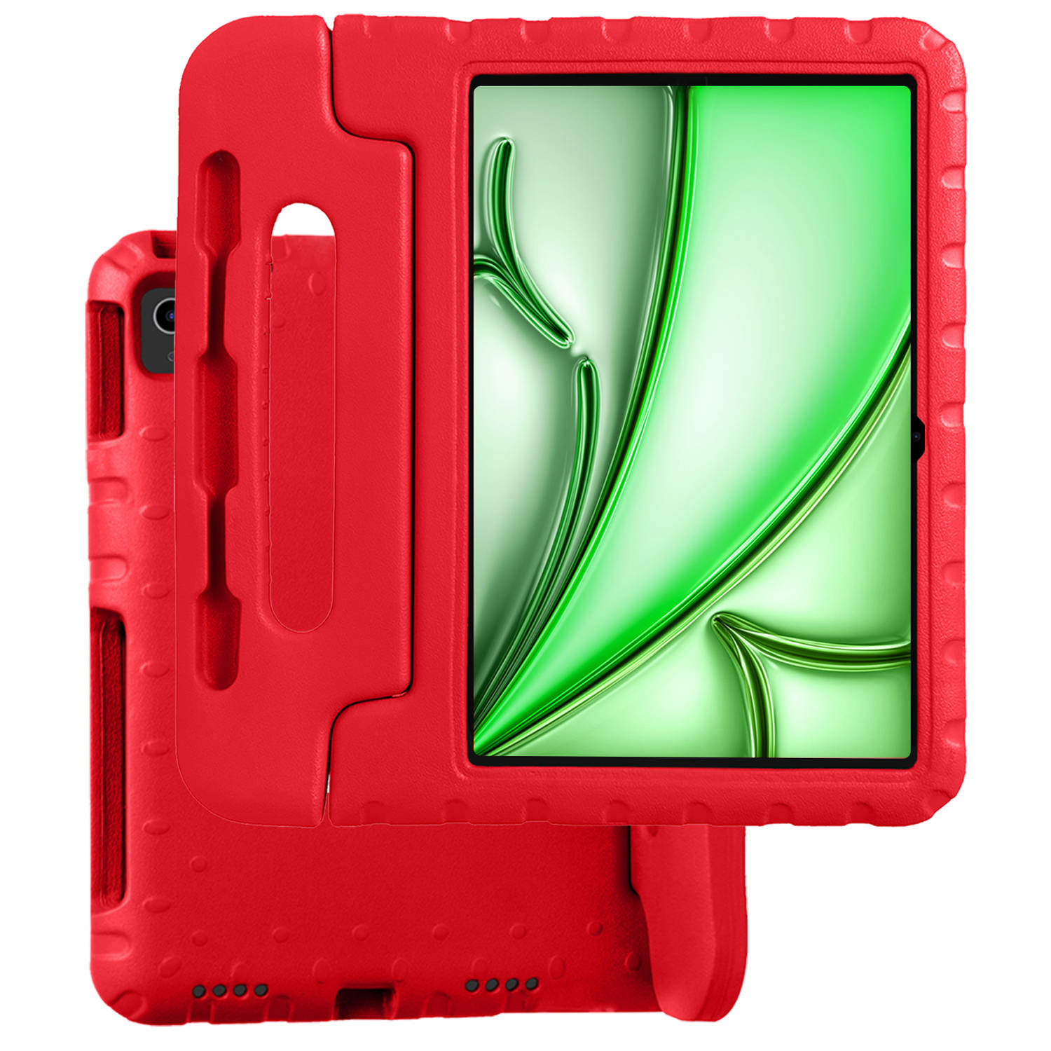 Hoesje Geschikt voor iPad Air 2024 (11 inch) Hoesje Kinder Hoes Shockproof Kinderhoes - Kindvriendelijk Hoesje Geschikt voor iPad Air 6 (11 inch) Hoes Kids Case - Rood