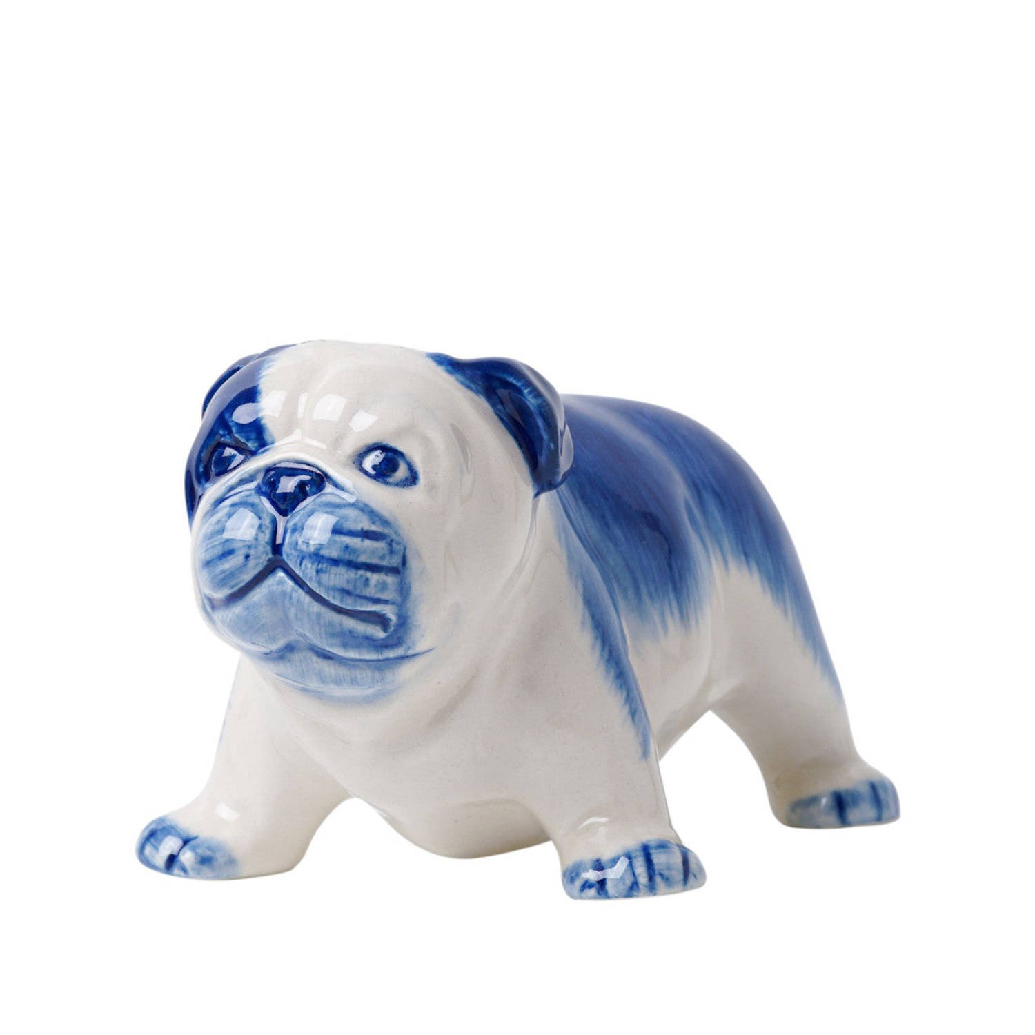 Heinen Delfts Blauw Decoratief figuur &apos;Bulldog&apos;
