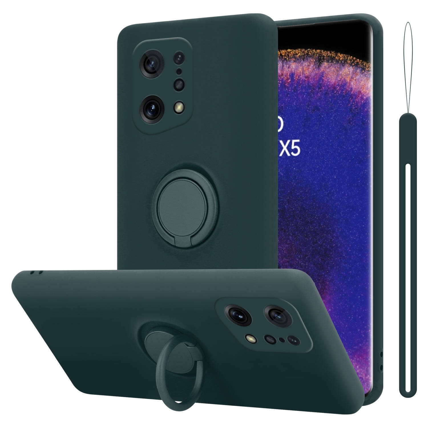 Cadorabo Hoesje voor Oppo FIND X5 in LIQUID GROEN - Beschermende hoes van flexibel TPU silicone met ring