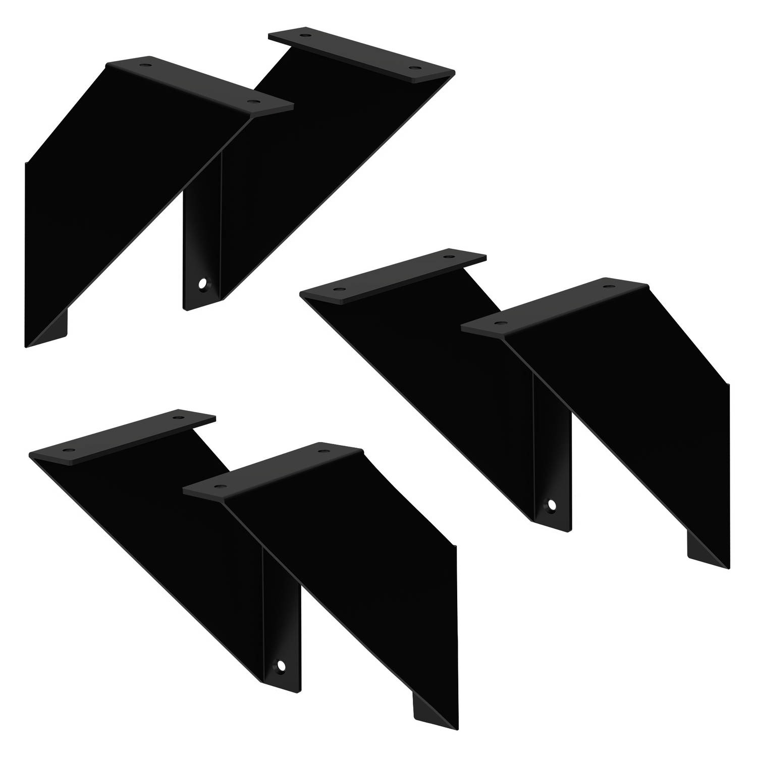 ML-Design 6 stuks plankbeugel 20 cm, zwart, metaal, driehoekige plankbeugels, zwevende plankbeugels, wandbevestiging, 90° wandbeugel, planksteun wandplank wandbeugel hangplank plan