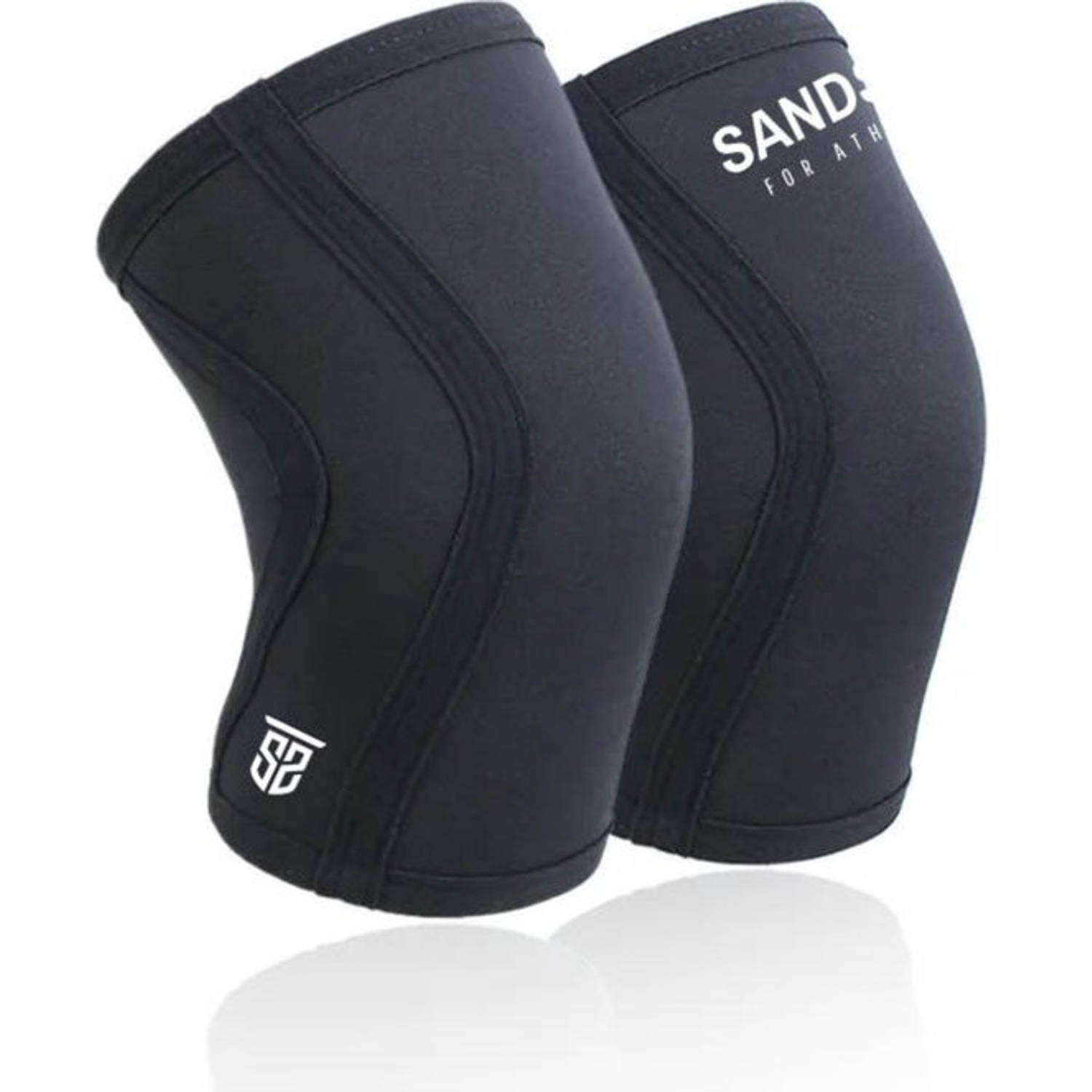 Sandside Knee Sleeves Powerlifting - 7 MM Neopreen Zwart - Knee Sleeve Crossfit - Knieband - Maat L