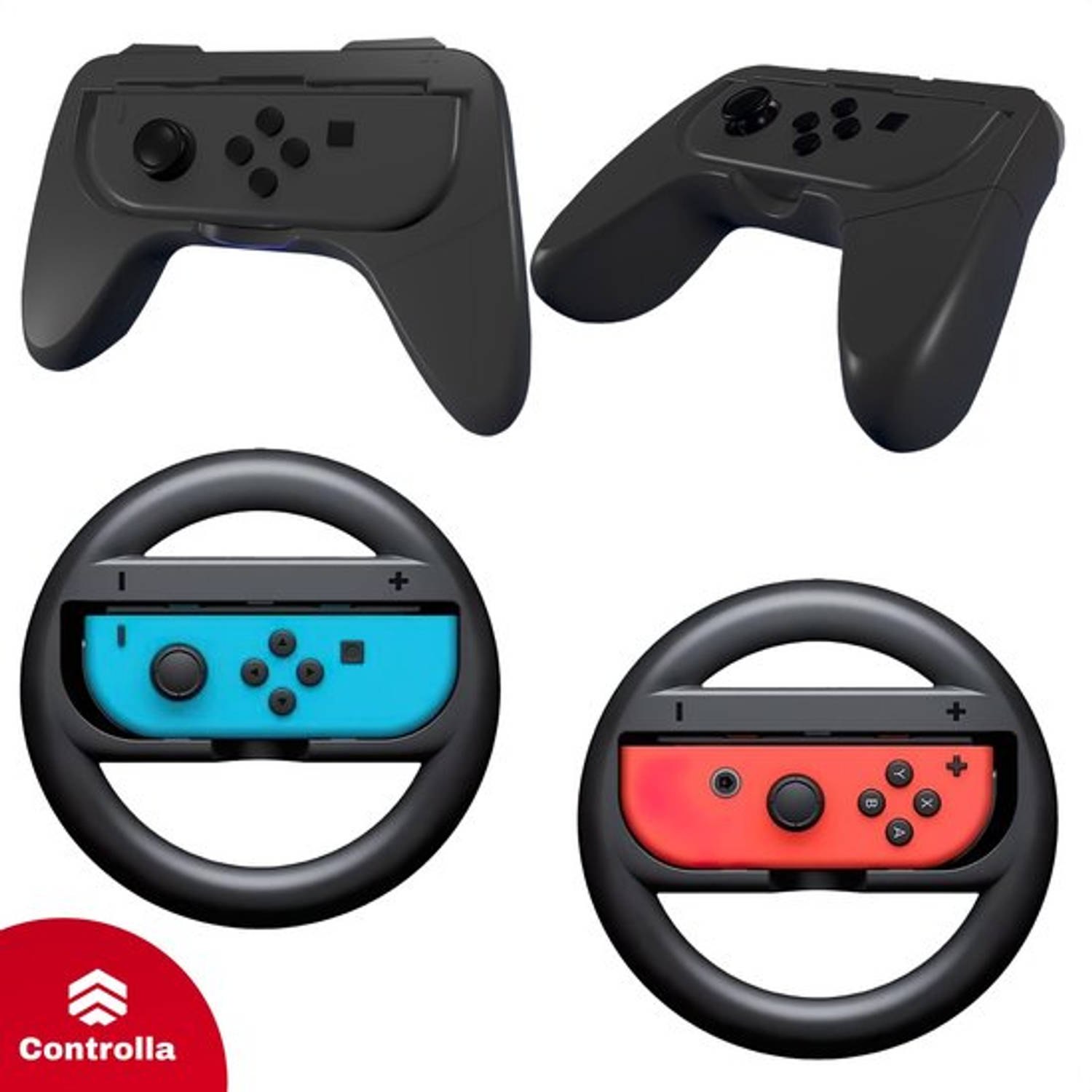 Accessoires geschikt voor Nintendo Switch Joy Con Stuur en Controller houder Zwart