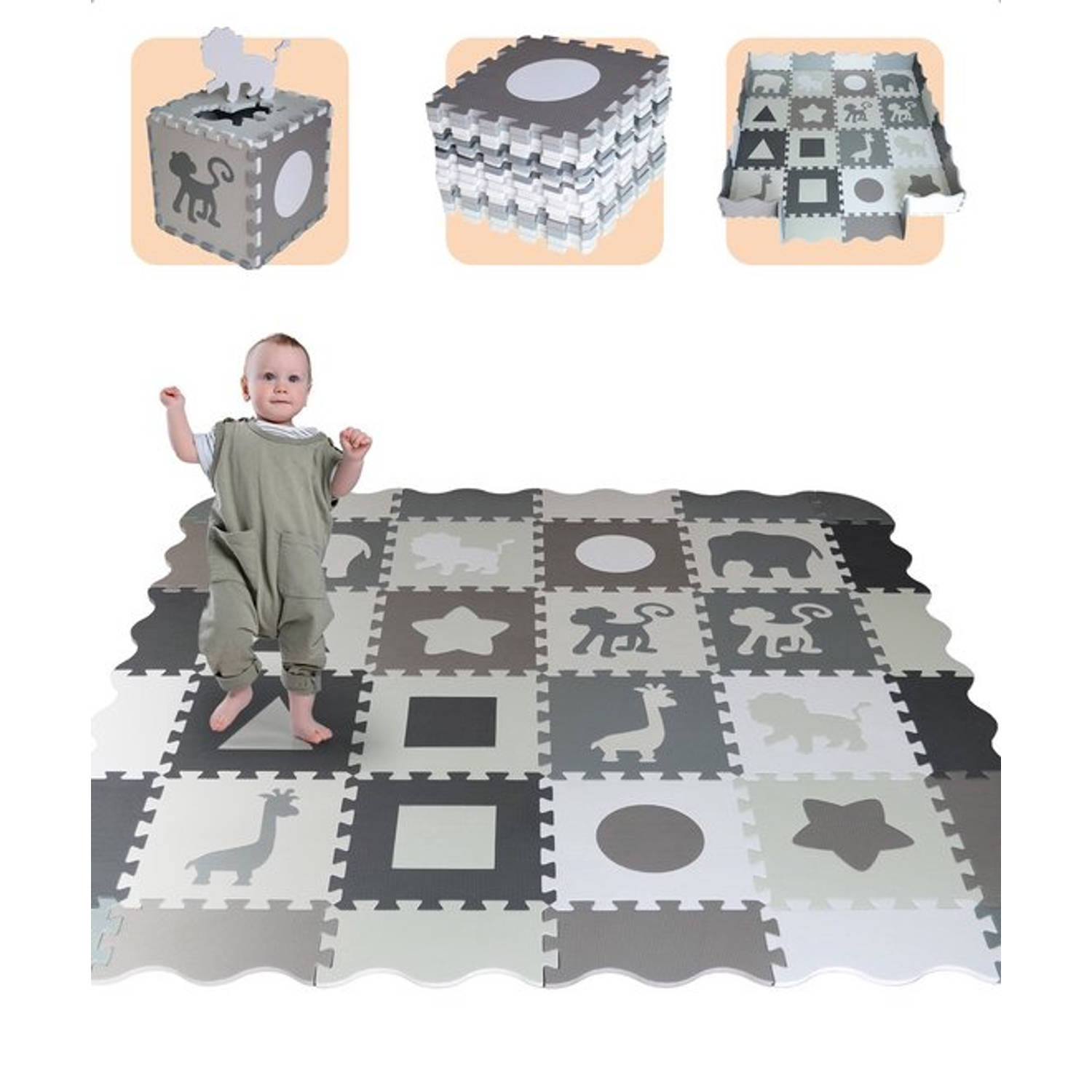 Bellettini Speelmat voor Baby - Speelgoed 1 jaar - 36 Delige Puzzelmat - Kruipmat - Foam Tegels
