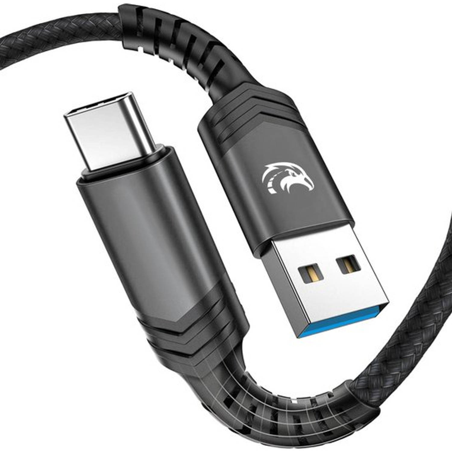 Travelhawk USB naar USB-C Kabel - USB 3.0 naar USB C - 3A60W - 2 Meter - USB C naar USB A - Snellader - Oplader - Oplaadkabel - Gevlochten Nylon