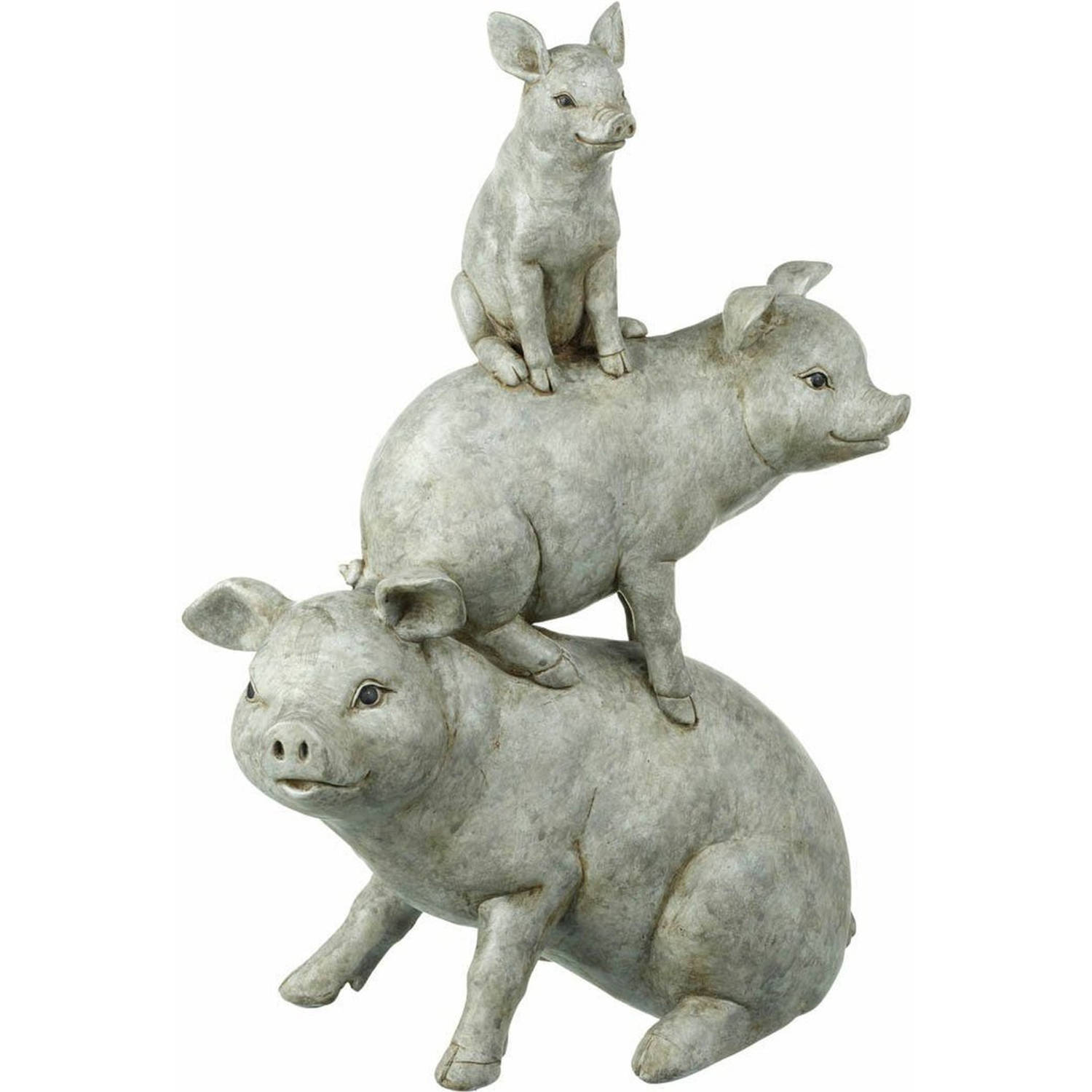 Parlane beeld gestapelde varkens grijs - 38 x 30 x 14