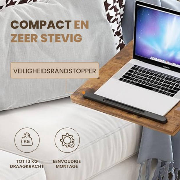 Merah® Laptoptafel en Bijzettafel op wielen – bedtafel – laptoptandaard – Industrieel