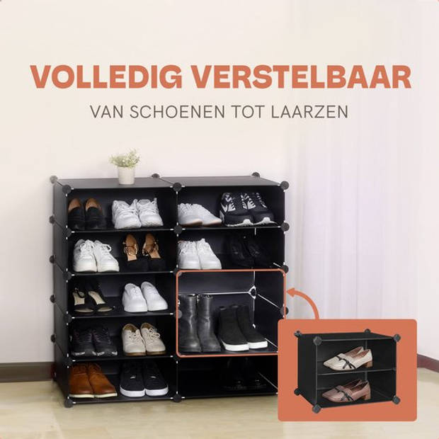 Bellettini® Verstelbaar Schoenenkast - Schoenenrek met ruimte voor 20 schoenen - Zwart