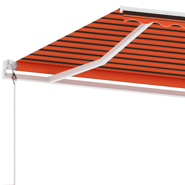 vidaXL Luifel automatisch met LED windsensor 400x300 cm oranje bruin