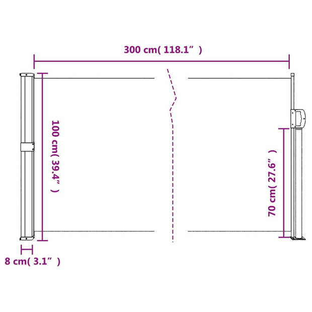 vidaXL Windscherm uittrekbaar 100x300 cm rood