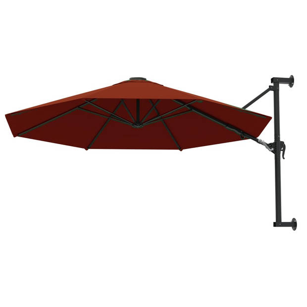 vidaXL Wandparasol met metalen paal 300 cm terracottakleurig