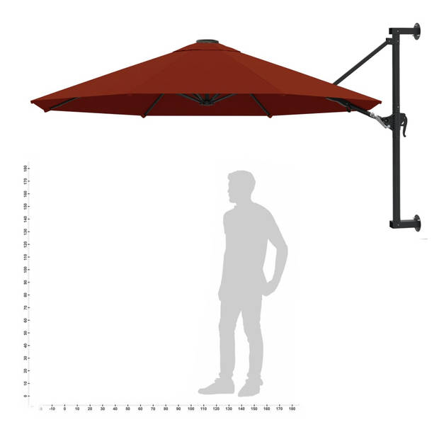 vidaXL Wandparasol met metalen paal 300 cm terracottakleurig