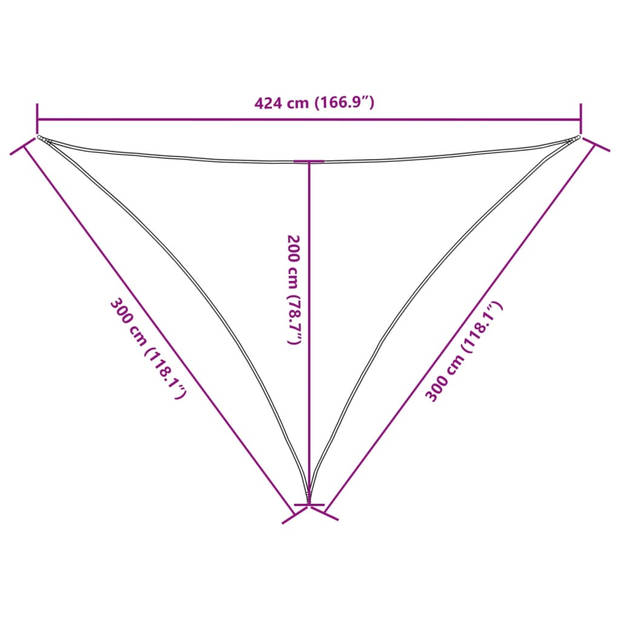 vidaXL Zonnescherm driehoekig 3x3x4,24 m oxford stof crèmekleurig