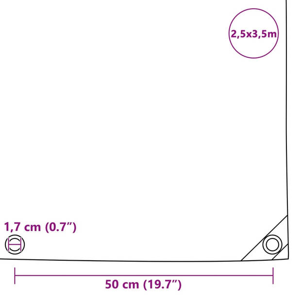 vidaXL Dekzeil 650 g/m² 2,5x3,5 m blauw