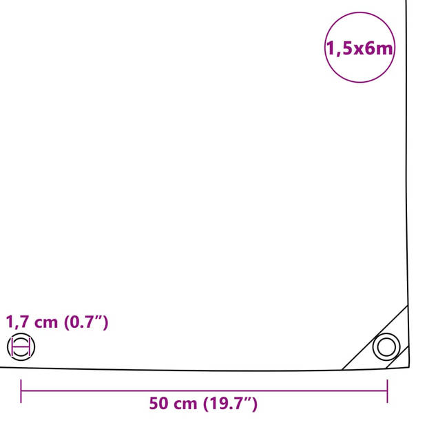 vidaXL Dekzeil 650 g/m² 1,5x6 m wit