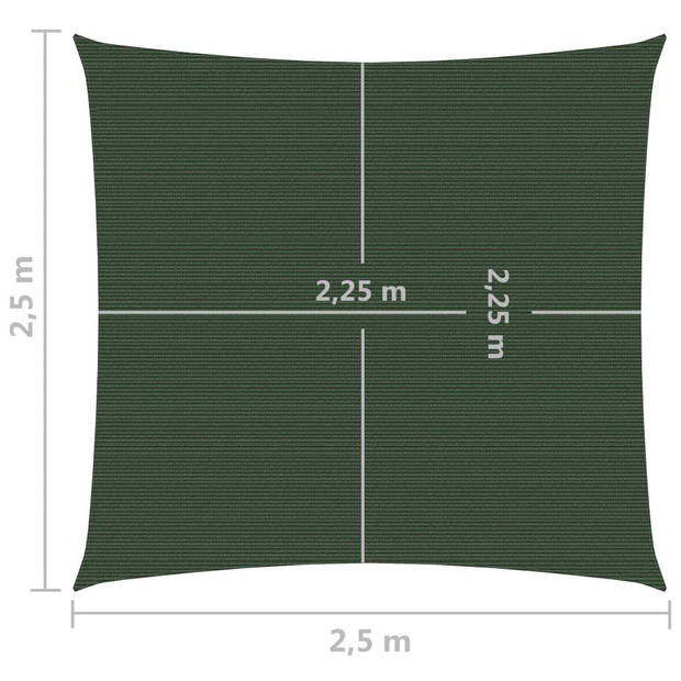 vidaXL Zonnezeil 160 g/m² 2,5x2,5 m HDPE donkergroen