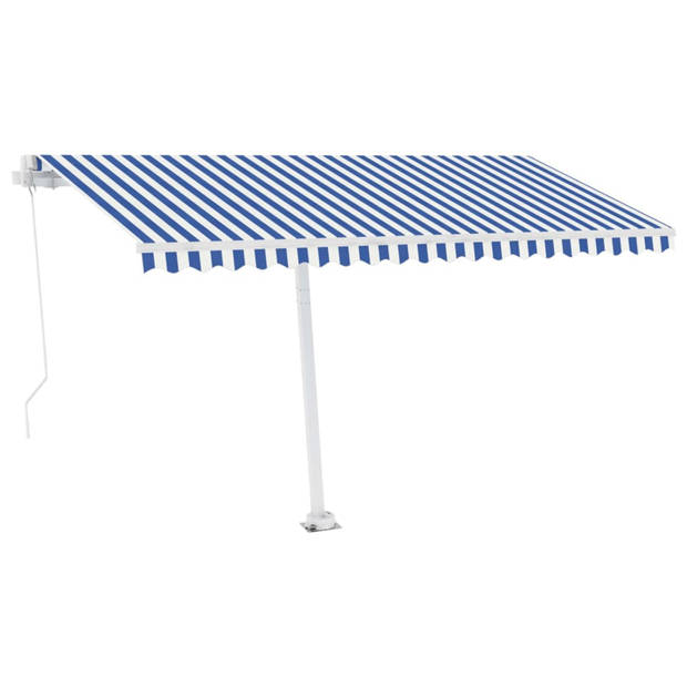 vidaXL Luifel handmatig uittrekbaar met LED 400x300 cm blauw en wit