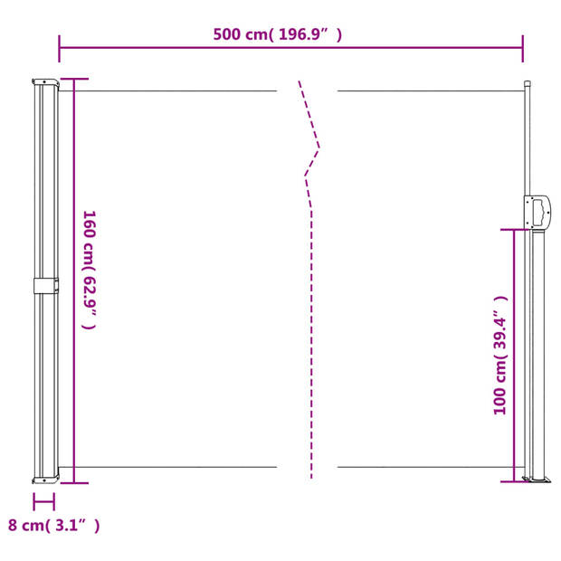 vidaXL Windscherm uittrekbaar 160x500 cm rood