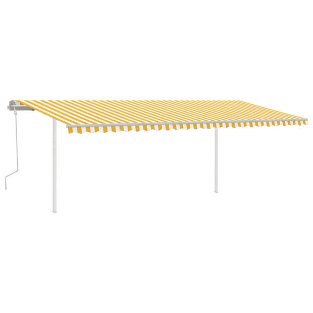 vidaXL Luifel handmatig uittrekbaar met palen 6x3 m geel en wit