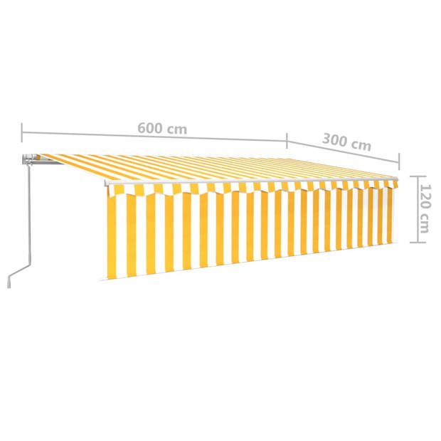 vidaXL Luifel handmatig uittrekbaar met rolgordijn 6x3 m geel en wit