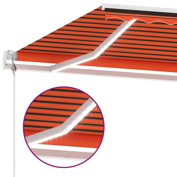 vidaXL Luifel automatisch met LED windsensor 350x250 cm oranje bruin