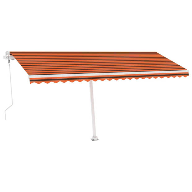 vidaXL Luifel automatisch met LED windsensor 500x300 cm oranje bruin