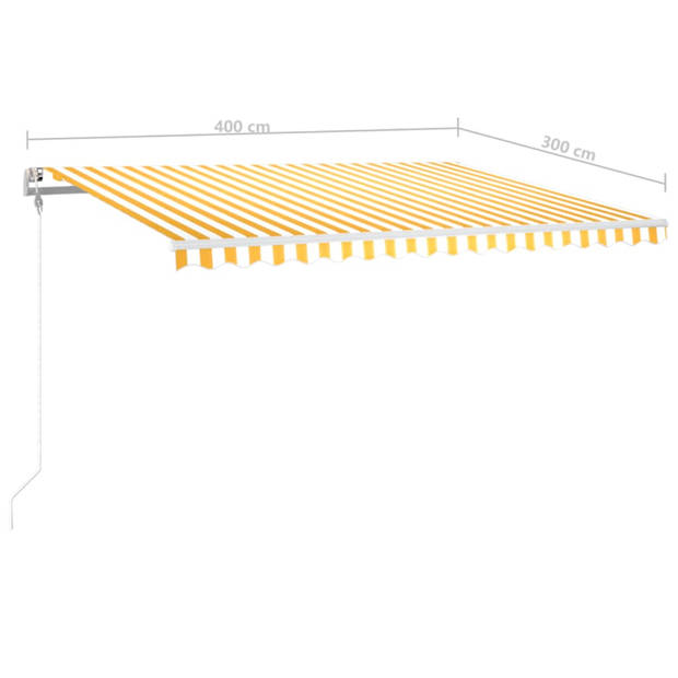 vidaXL Luifel automatisch met LED en windsensor 400x300 cm geel en wit