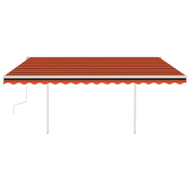 vidaXL Luifel handmatig uittrekbaar met palen 4x3,5 m oranje en bruin