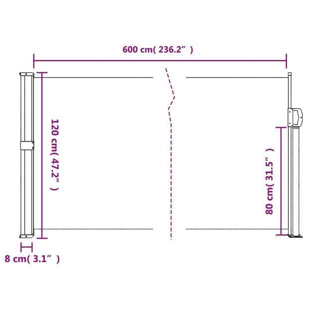 vidaXL Windscherm uittrekbaar 120x600 cm taupe