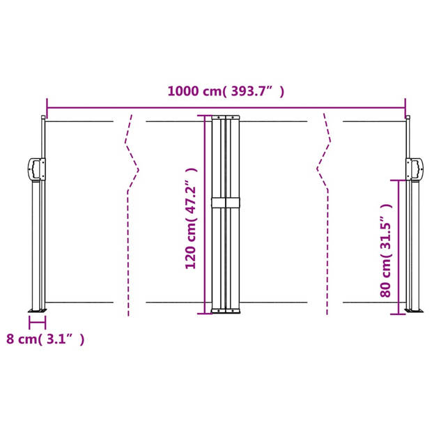 vidaXL Windscherm uittrekbaar 120x1000 cm rood