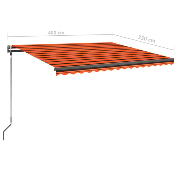 vidaXL Luifel handmatig uittrekbaar met palen 4x3,5 m oranje en bruin