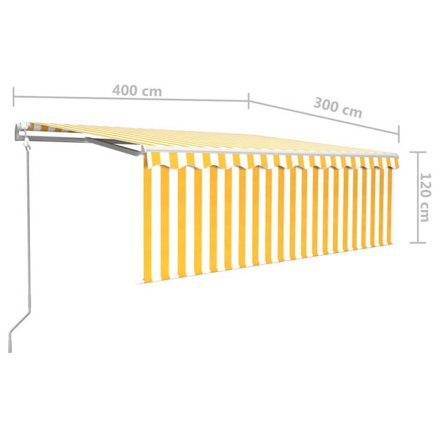 vidaXL Luifel automatisch met rolgordijn LED windsensor 4x3 m geel wit