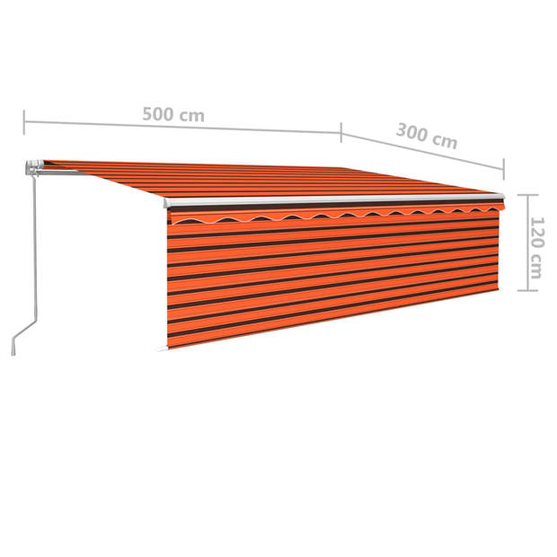 vidaXL Luifel handmatig uittrekbaar rolgordijn 5x3 m oranje en bruin