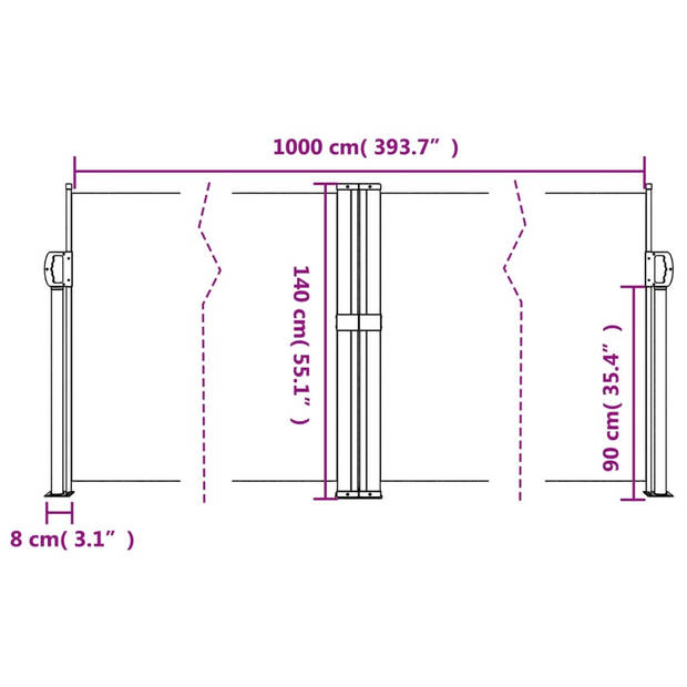 vidaXL Windscherm uittrekbaar 140x1000 cm crème