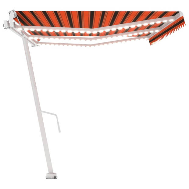 vidaXL Luifel automatisch met LED windsensor 600x350 cm oranje bruin