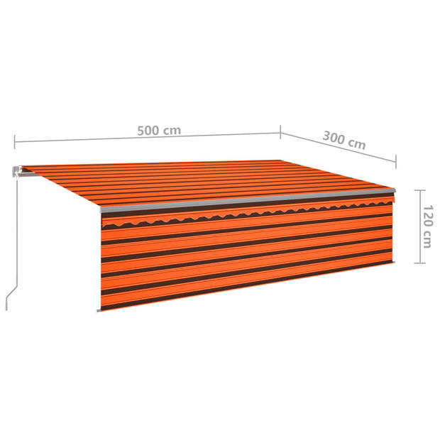 vidaXL Luifel handmatig uittrekbaar rolgordijn LED 5x3 m oranje bruin