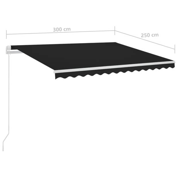 vidaXL Luifel automatisch met LED en windsensor 3x2,5 m antracietkleur