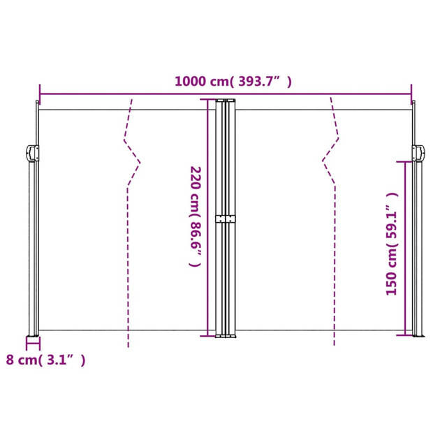 vidaXL Windscherm uittrekbaar 220x1000 cm beige