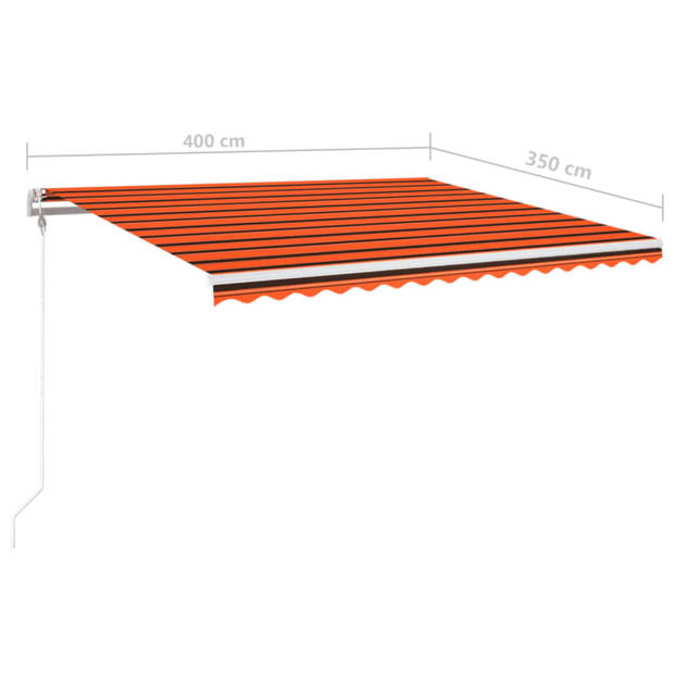 vidaXL Luifel automatisch met LED windsensor 400x350 cm oranje bruin