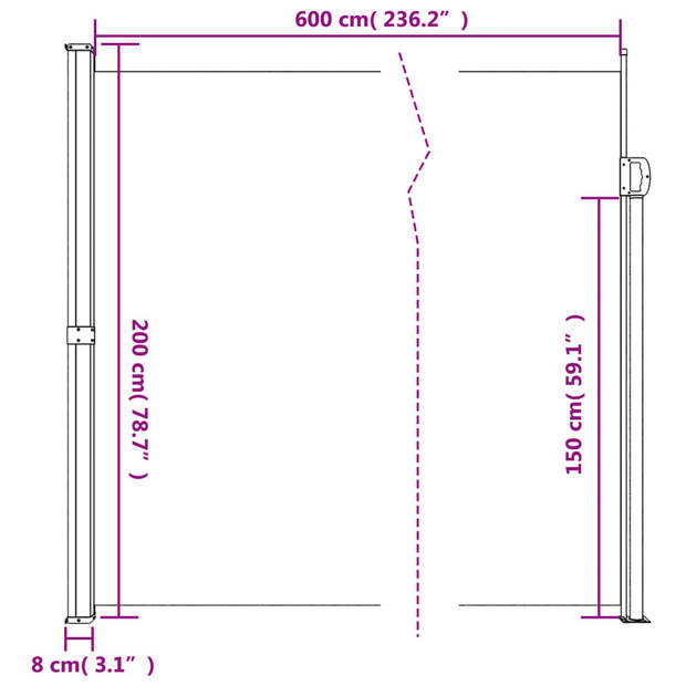 vidaXL Windscherm uittrekbaar 200x600 cm terracotta