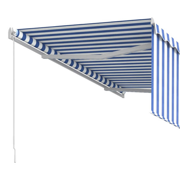 vidaXL Luifel handmatig uittrekbaar met rolgordijn 3x2,5 m blauw wit