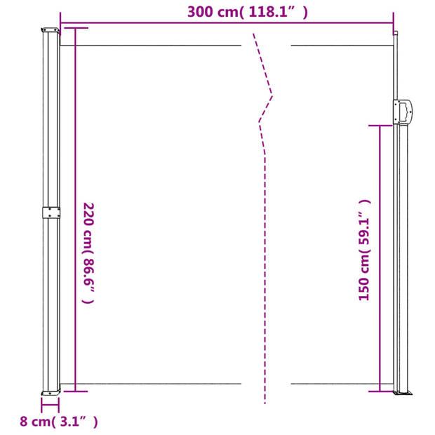 vidaXL Windscherm uittrekbaar 220x300 cm donkergroen