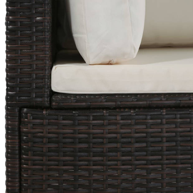 vidaXL 4-delige Loungeset met kussens poly rattan bruin