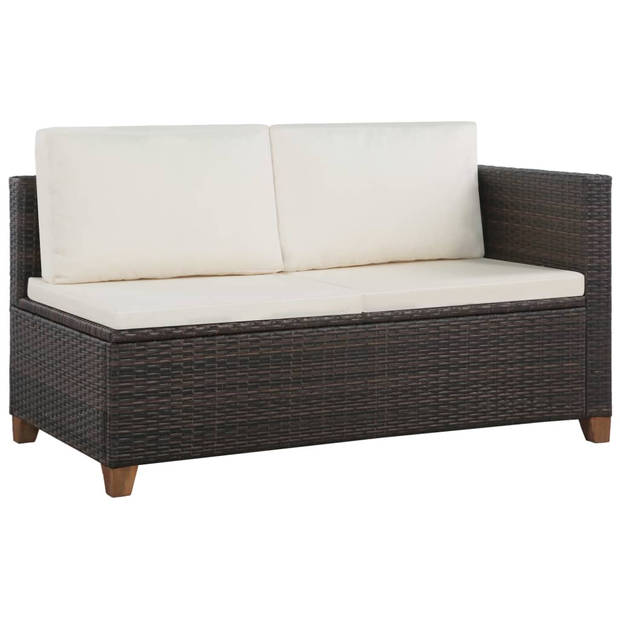 vidaXL 4-delige Loungeset met kussens poly rattan bruin