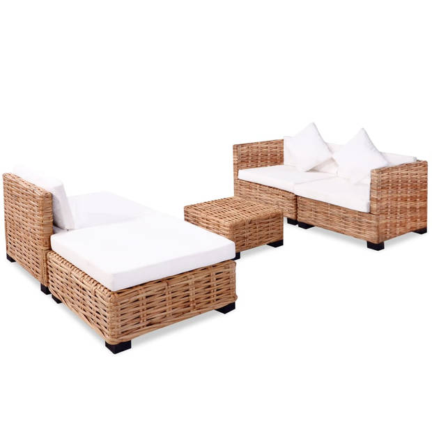 vidaXL Loungeset natuurlijk rattan 14-delig