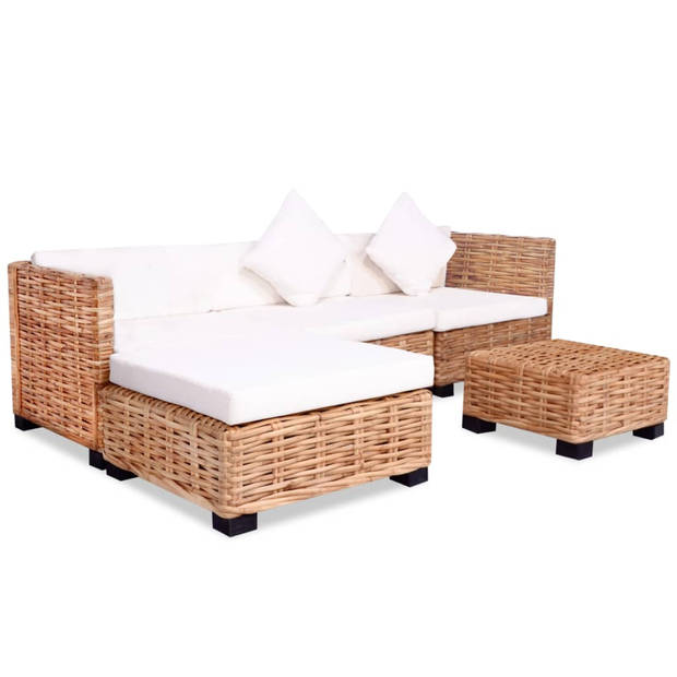 vidaXL Loungeset natuurlijk rattan 14-delig